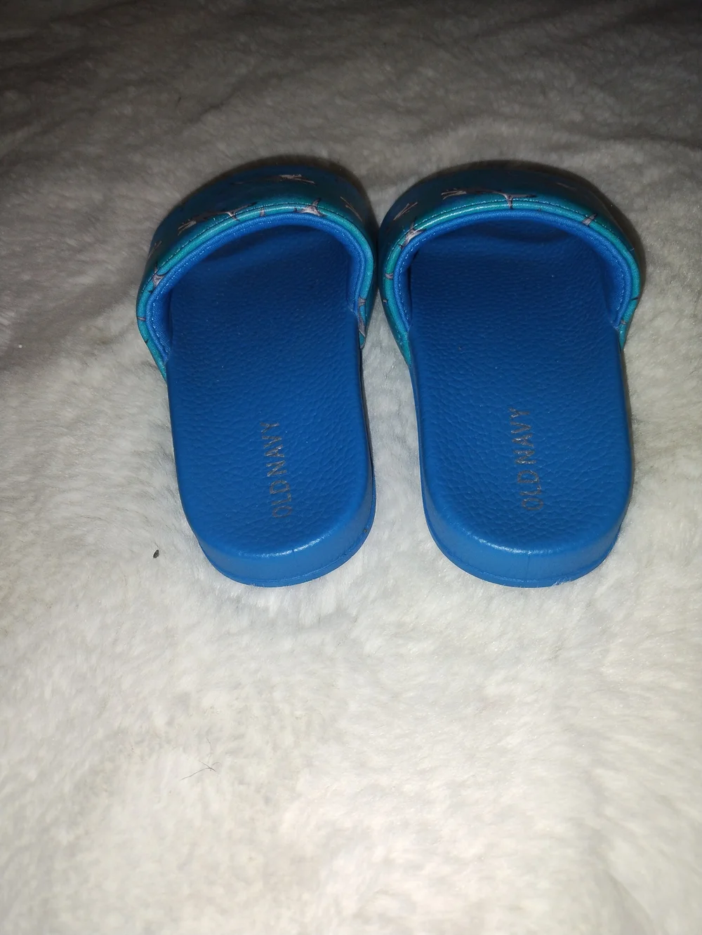 Old Navy Blue Shark Print Slide Sandals